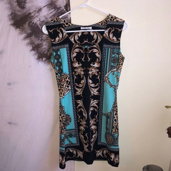 White Mark Dress Cheetah Print, Aquamarine, Black, and Gold✨ - Picture 1 of 5